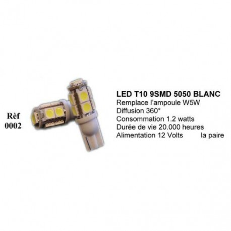 Ampoule Led T10 W5W Blanc (0002)