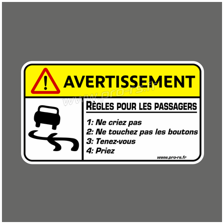 Sticker Avertissement Règles pour les passagers