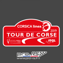 Plaque de Rallye Tour de Corse 2019 en autocollant