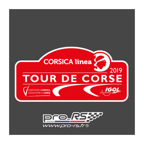 Plaque de Rallye Tour de Corse 2019 en autocollant
