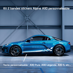 Kit 2 Stickers Alpine A110 Stripe bas de caisse personnalisable