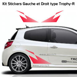Kit 2 Stickers Latéraux Renault Sport type Trophy-R pour Clio 4