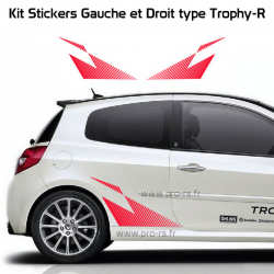 Kit 2 Stickers Latéraux Renault Sport type Trophy-R pour Clio 3