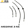 Durites de frein aviation en inox tressé pour MEGANE 3 R.S. RS PERFORMANCE