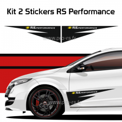 Kit 2 Stickers Strip RS Performance Noir et Blanc/Jaune