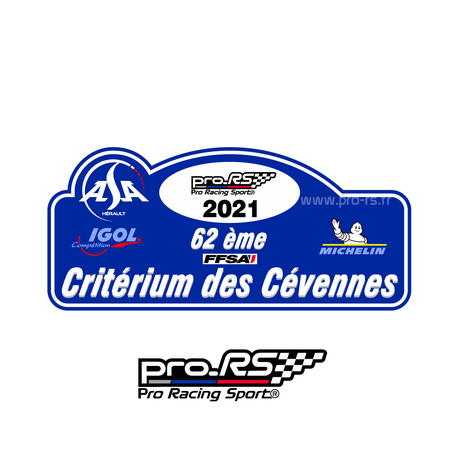 Plaque de Rallye Cévennes 2021 en autocollant