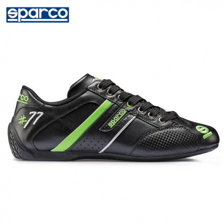 Chaussures SPARCO Time 77 en cuir pour homme NOIR/VERT FLUO