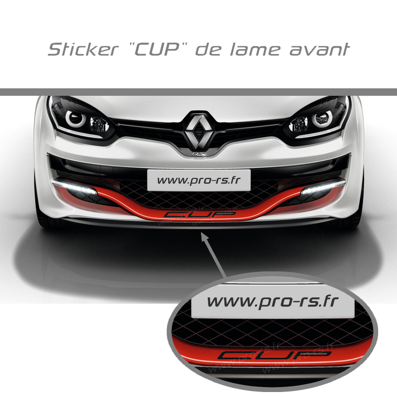 CUP LAME STICKER AUTOCOLLANT PARE CHOC JUPE FACE AVANT Clio RS Mégane RS.
